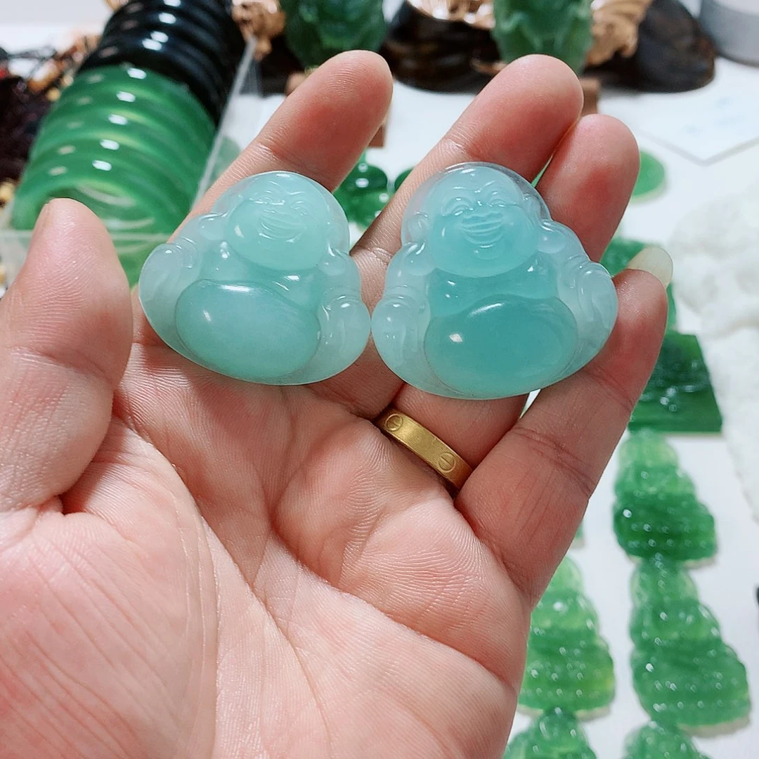 浪***鸦蛇纹石玉未镶嵌挂件