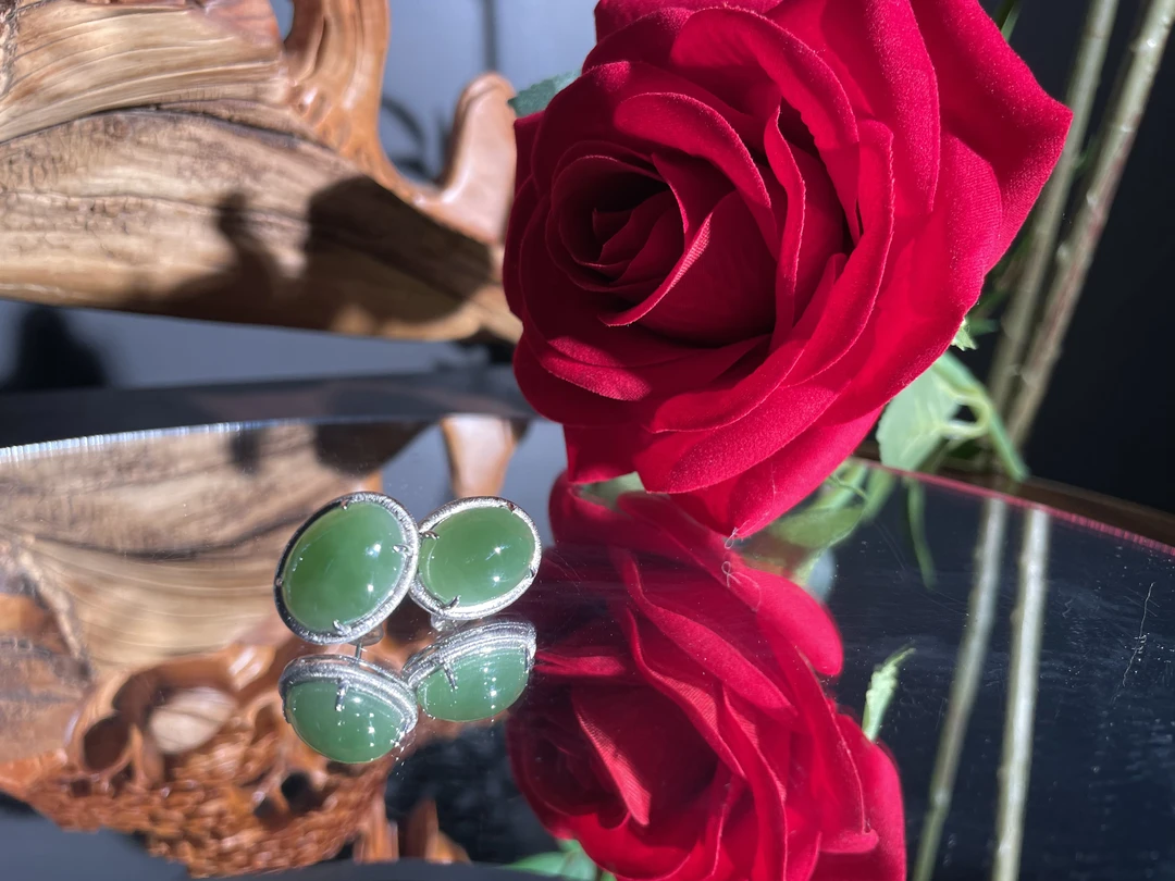 流年-俄碧七号矿 猫眼耳钉 约18.5*15mm-多样性发一