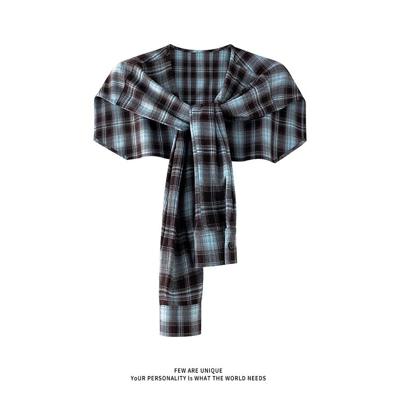 高街系腰格子披肩男女屁帘配百搭叠穿神器下摆嘻哈外搭男女腰封