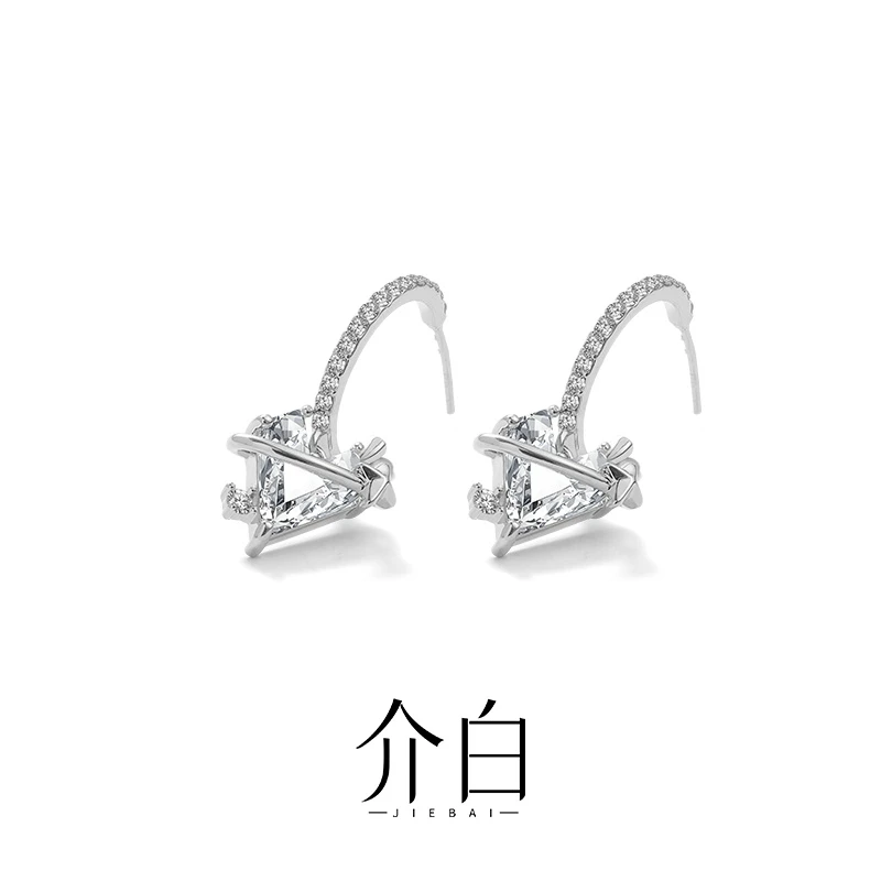 铜合金耳饰 饰品少女风银色原创设计设计感几何女耳饰耳钉