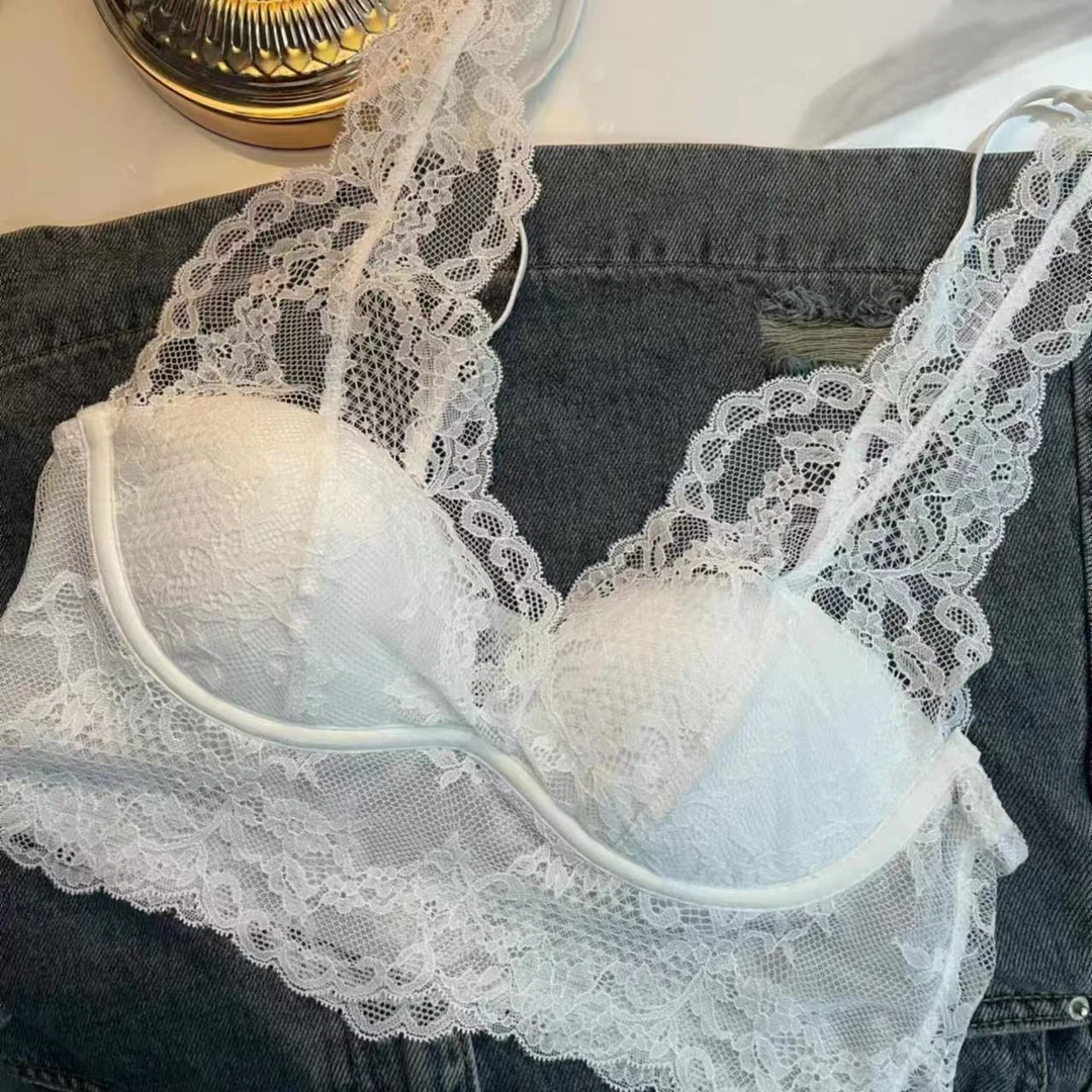 时尚调整型薄款无缝对接胸垫型女士日系小胸蕾丝法式美背文胸