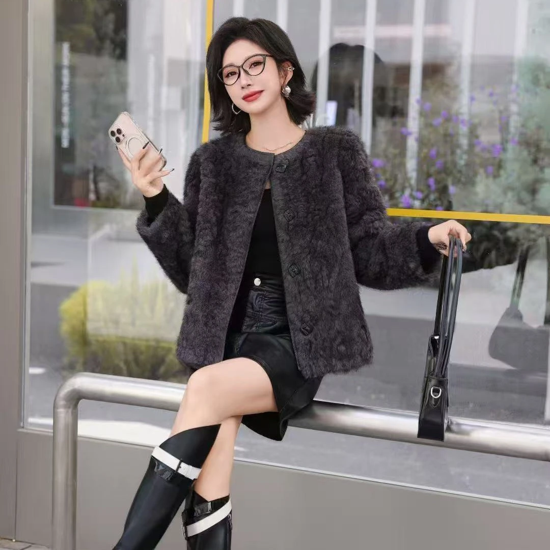 9823款新款短款韩版加厚女士时尚保暖毛毛外套