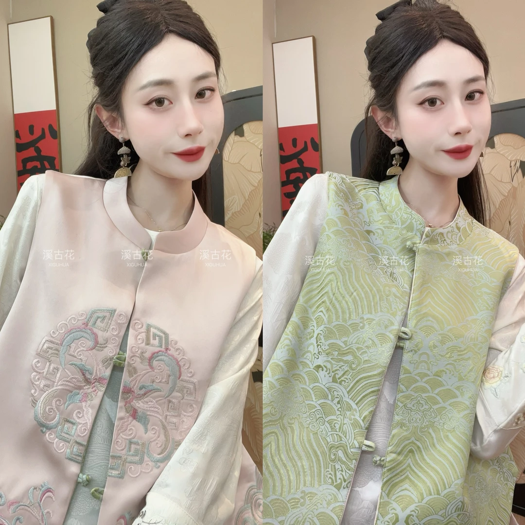 【相逢】双面双穿2025早春新款刺绣新中式国风马甲女百搭气质上衣