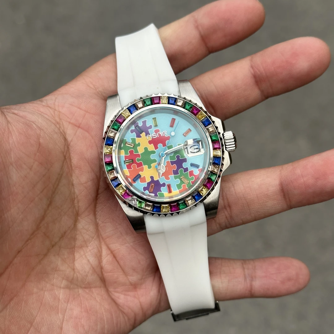 NSNR【拼图】男士时尚防水夜光手表高档腕表轻奢百搭黑色经典女款