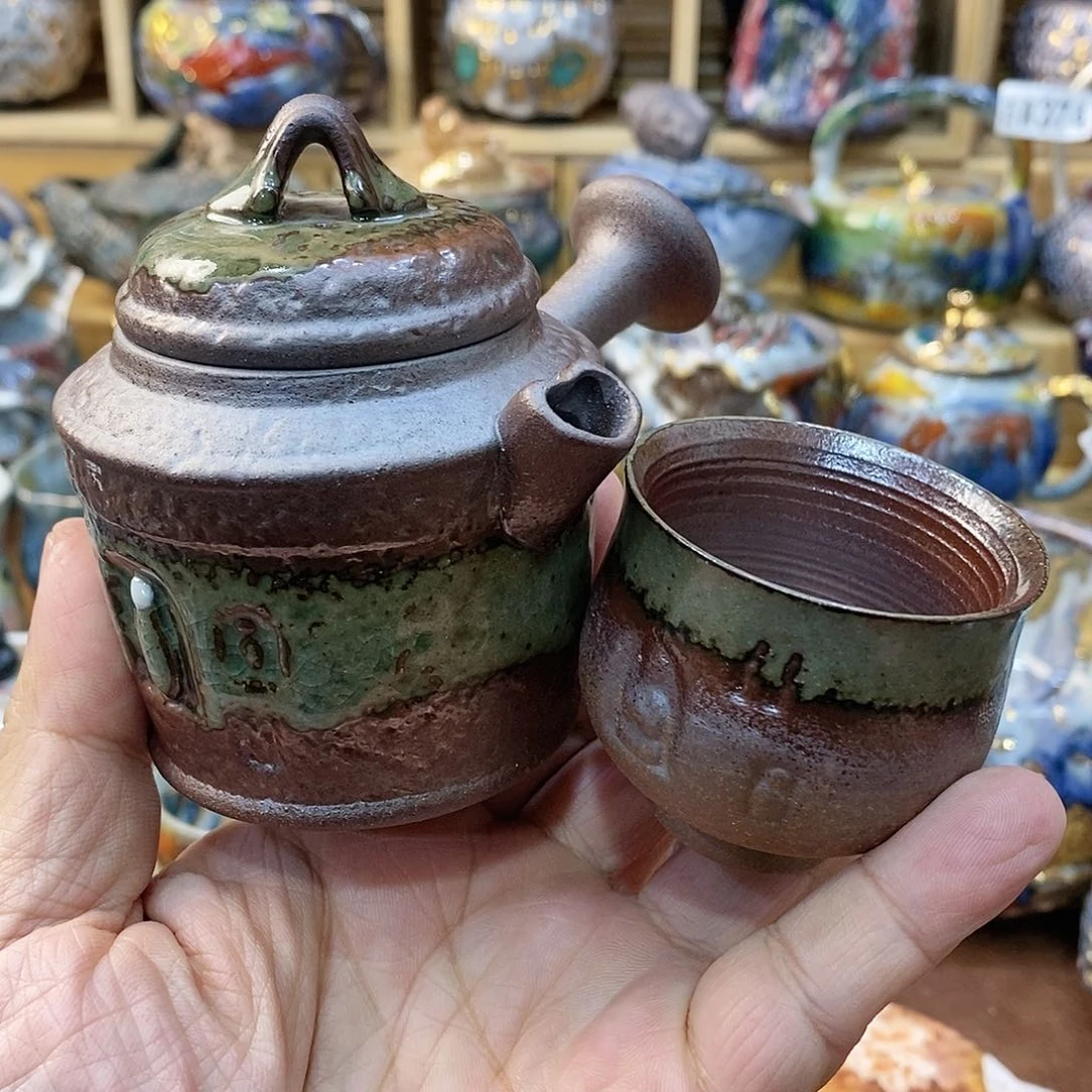 粗陶志野柴烧茶器