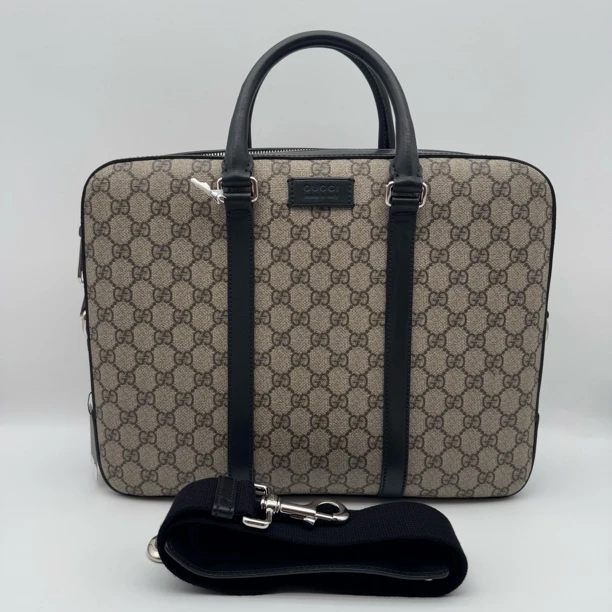 99新 GUCCI/古驰 老花拼皮手提公文包/男士经典印花奢侈11551