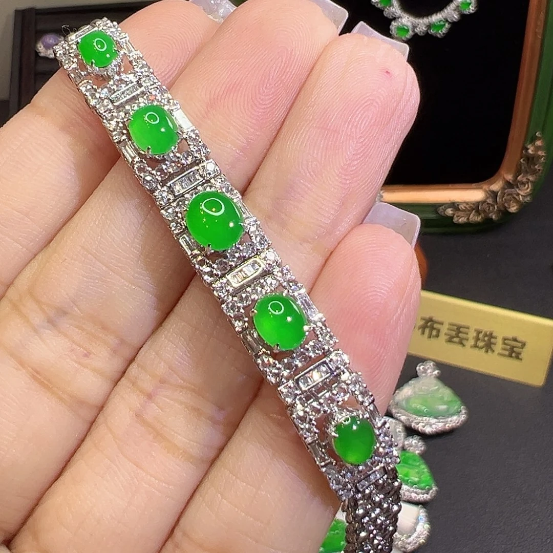 翡翠18K金镶嵌手链翡翠