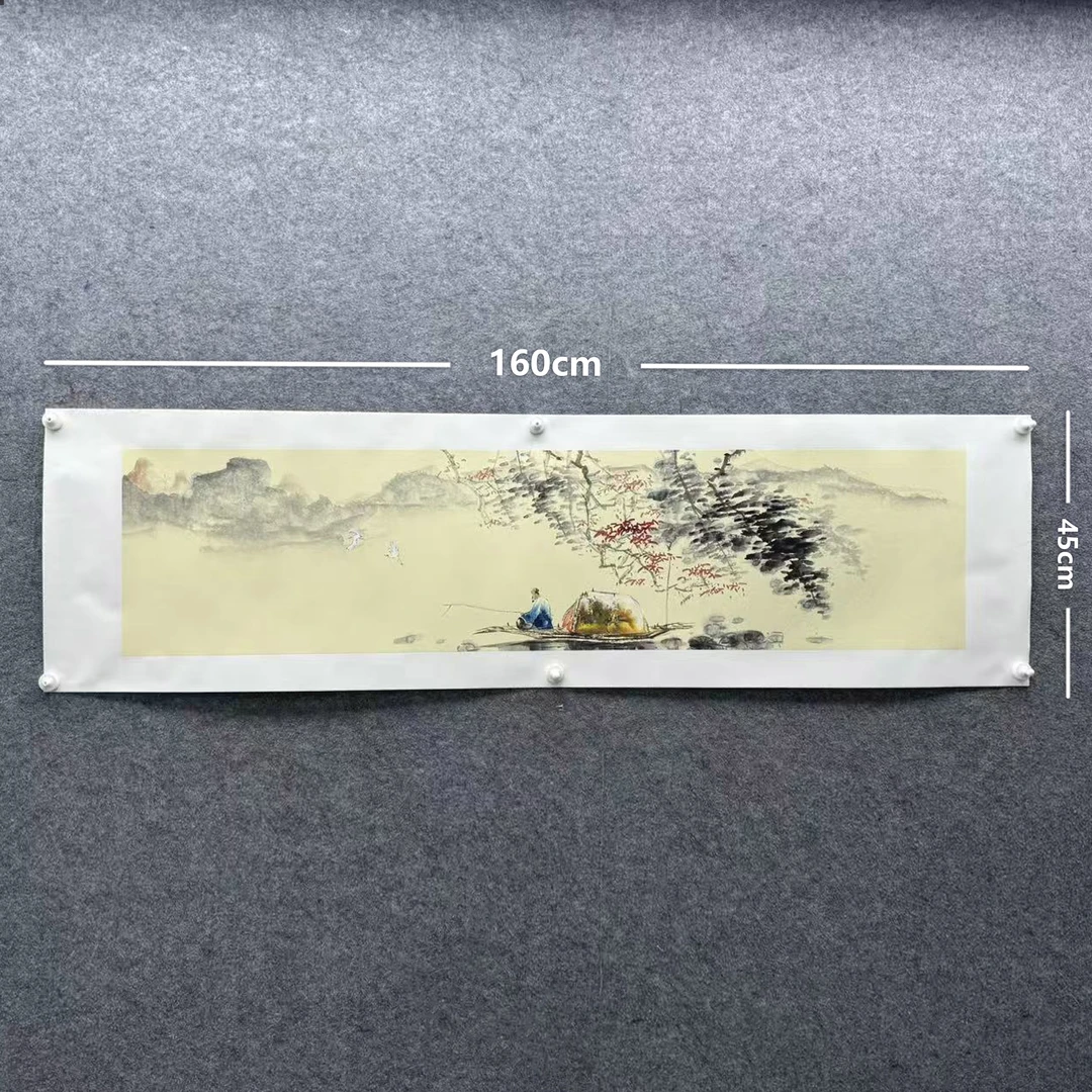 【舟载鹤声来】欧阳宾160*45cm亲笔手绘礼盒作品
