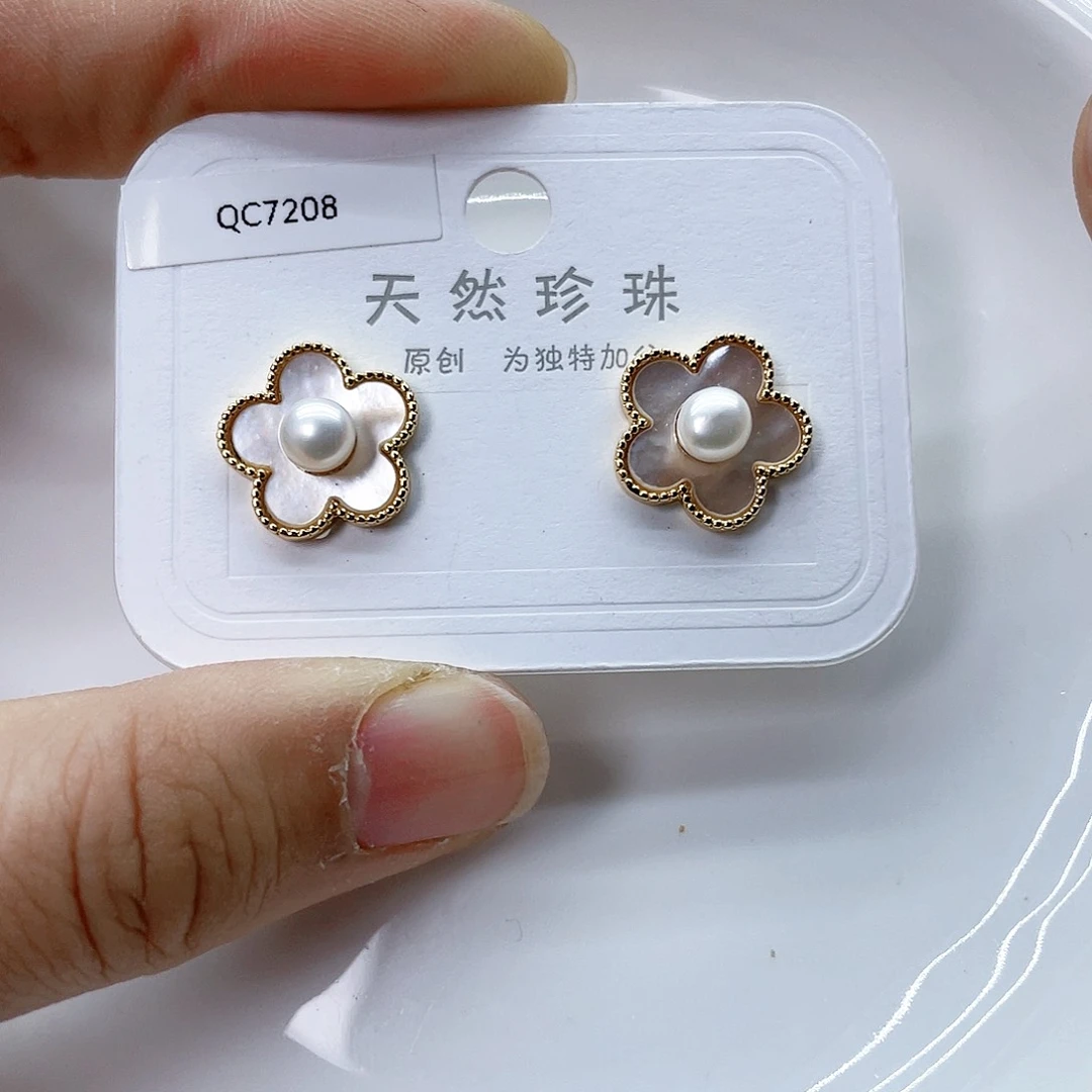 银S925镶嵌耳饰淡水珍珠