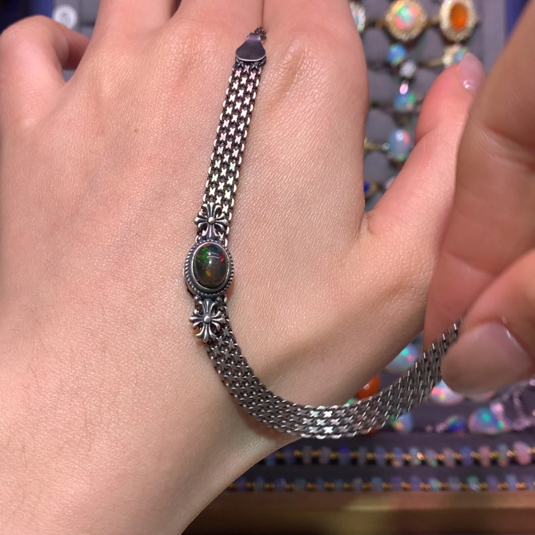 银S925镶嵌欧泊手链款式一*