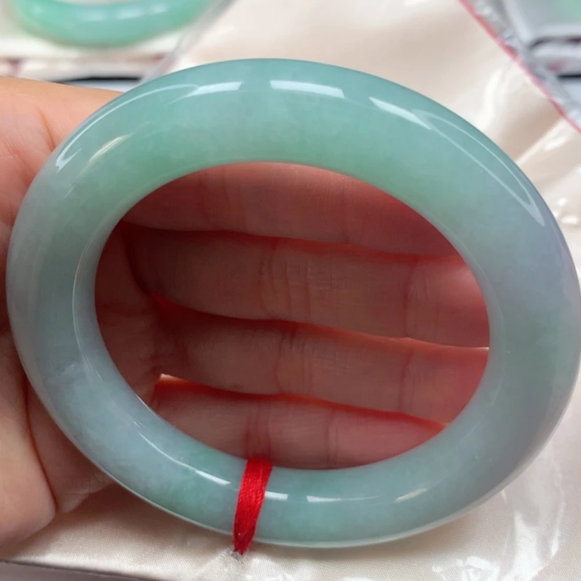 【闪购商品】翡翠手镯（圆镯）未镶嵌冰糯葡萄绿圆条手镯5455圈32号