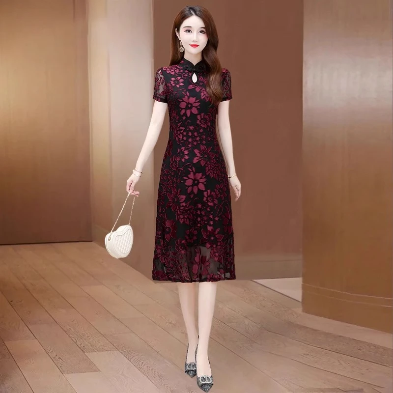 高端苏州中式改良旗袍2025新款气质高级感轻奢修身喜婆婆连衣裙子