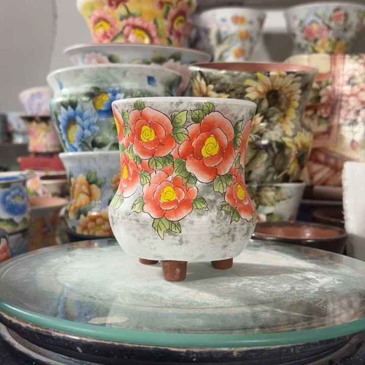 景德镇手绘花盆满38包邮偏远地区除外