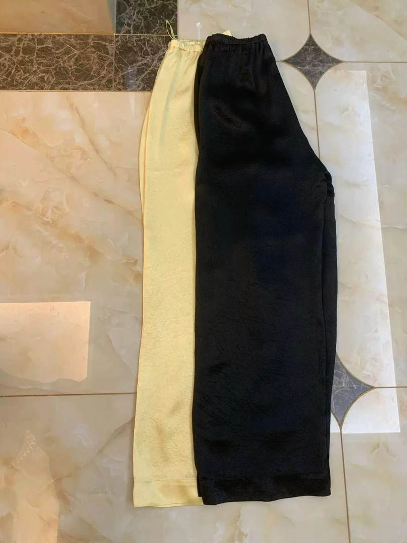 260086 休闲裤薄款高腰防蚊长裤夏季卫裤纯色直筒裤居家阔腿裤