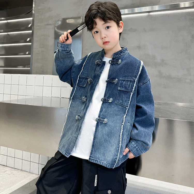 男童牛仔外套春秋款国潮新中式2025新款儿童男孩秋装上衣中大童装