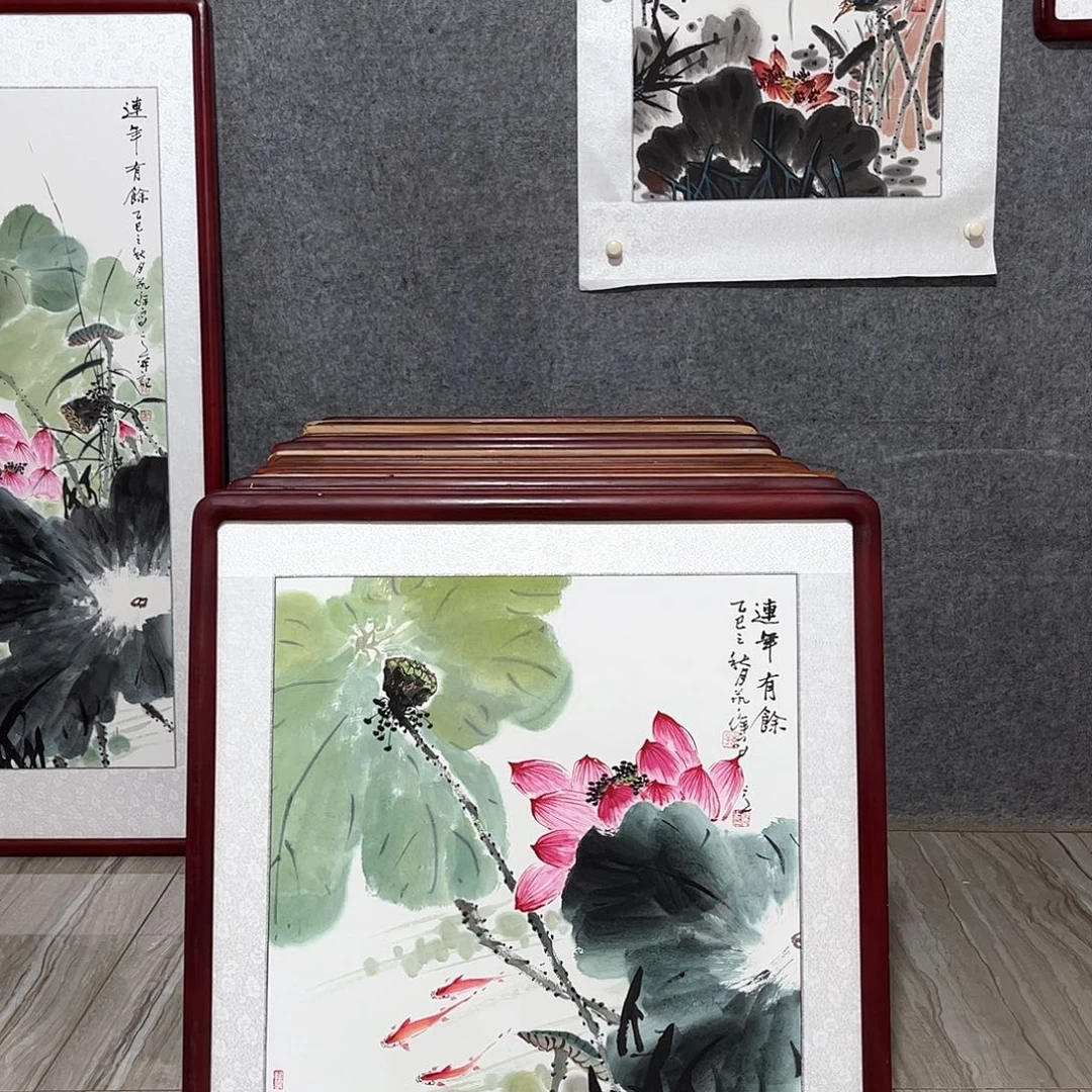 国画书画作品带框63×63