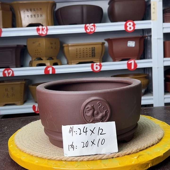 紫砂花盆蛇年大吉