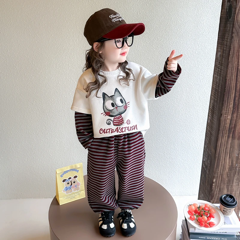 女童春装套装2025新款洋气时髦女孩儿童春装休闲运动装宝宝两件套