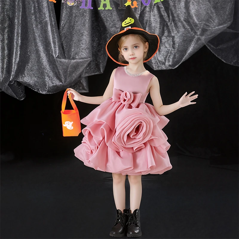 儿童礼服小女孩公主裙夏季女童礼服裙婚纱花童演出宝宝周岁99535
