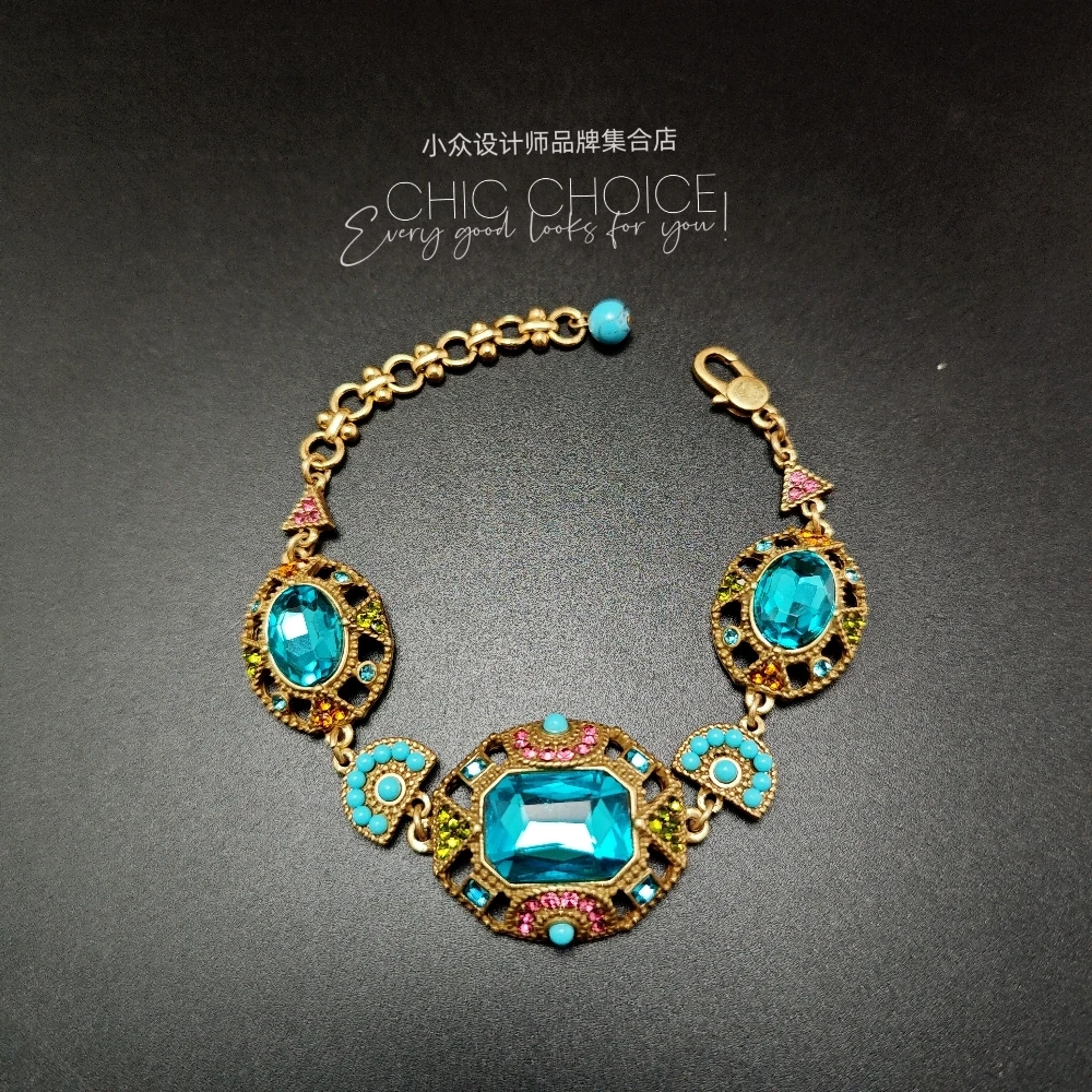 合金琉璃手链 欧式复古宫廷风翠系手链