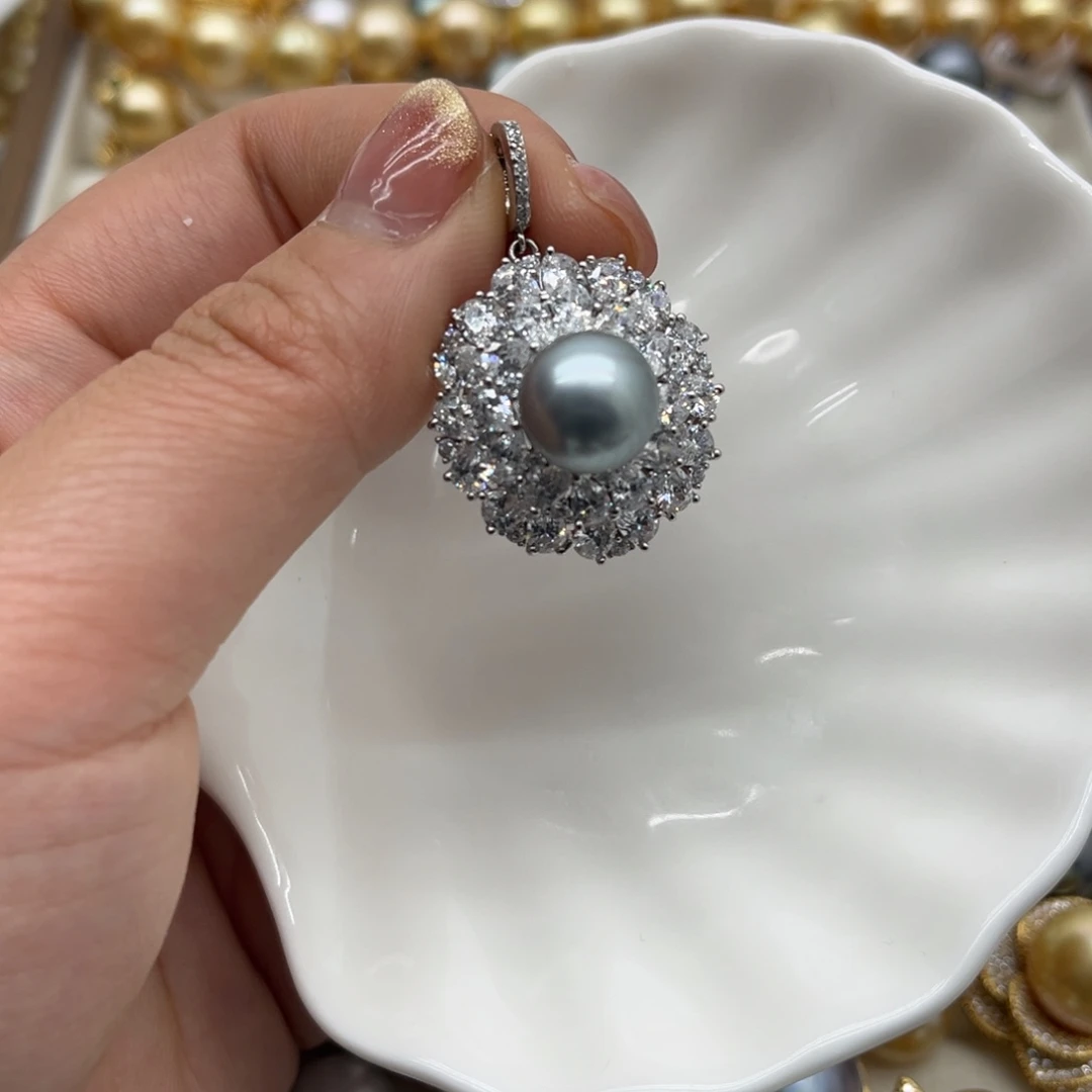 吊坠(不含链)海水珍珠银S925镶嵌