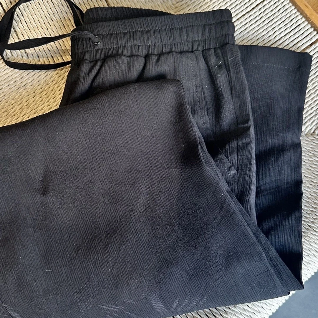 2025新款国风直筒夏季宽松休闲长裤黑色