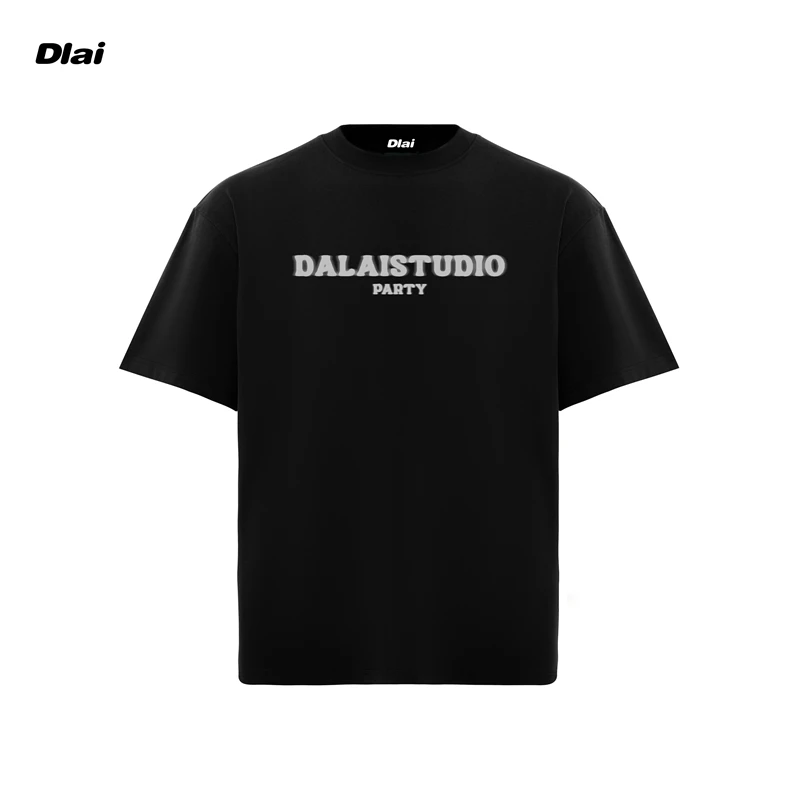 DLAI（虚幻标语）国潮重磅纯棉男女同款t恤美式短袖25新款胶浆