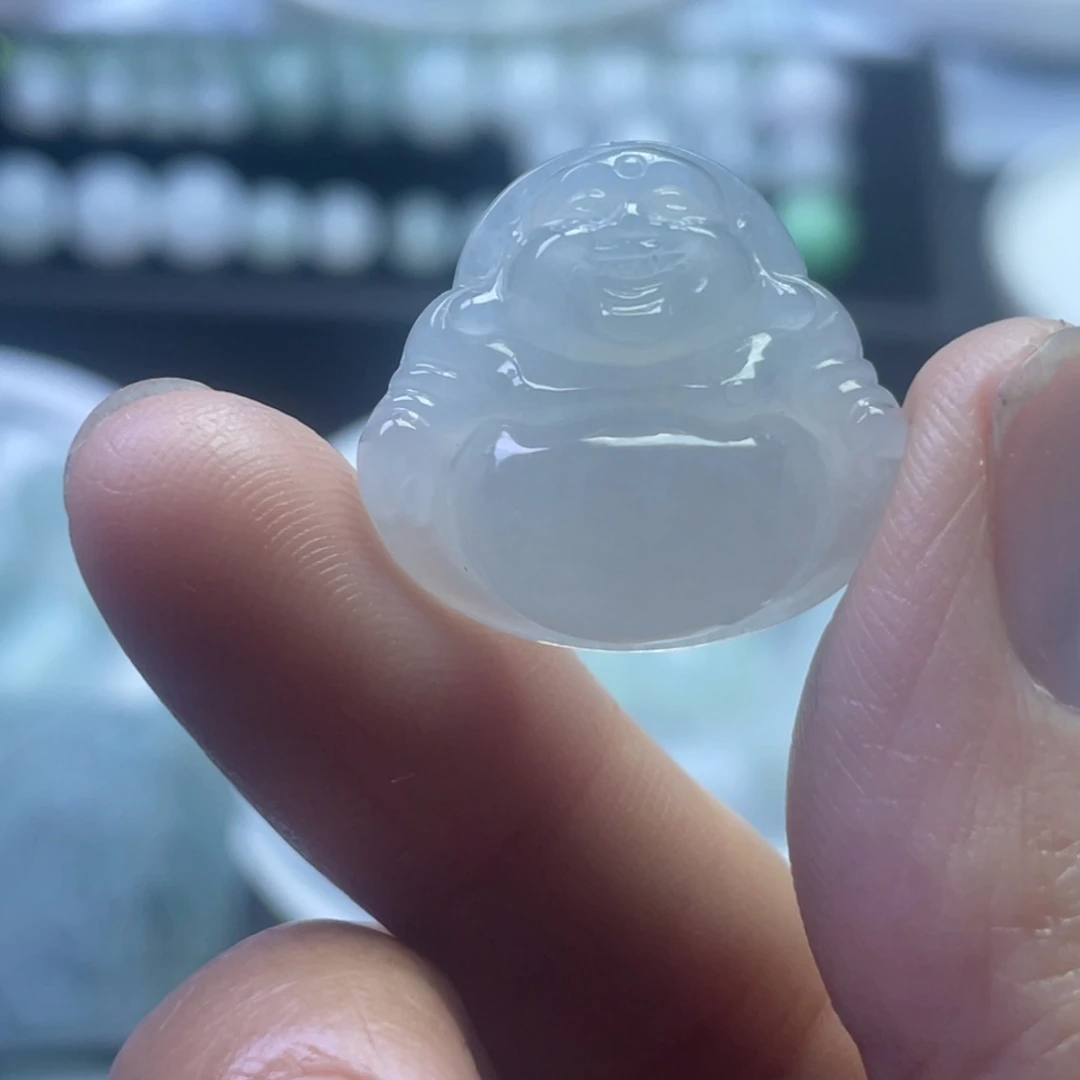 翡翠未镶嵌颈饰白糯冰佛公