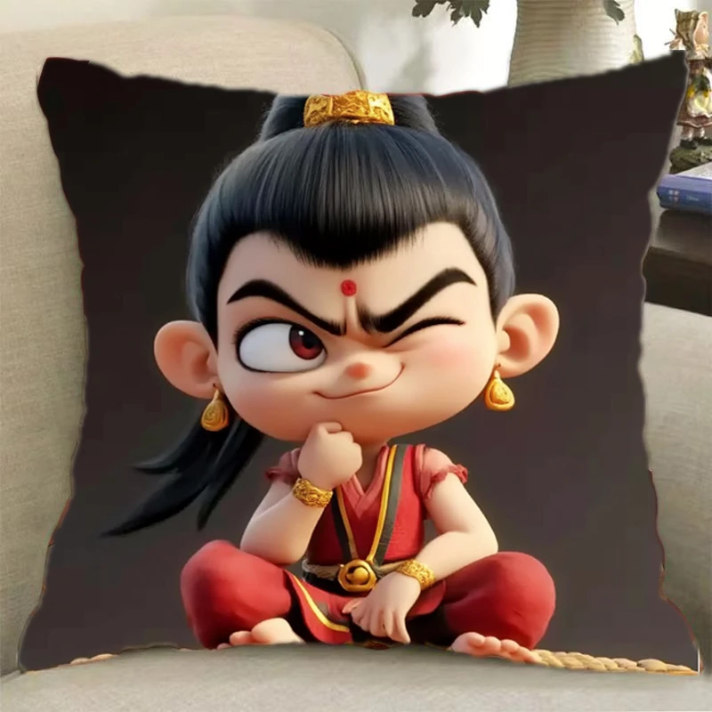 欧美兰2025年新款卡通刺绣抱枕可爱中格满绣创意沙发枕套车载靠枕