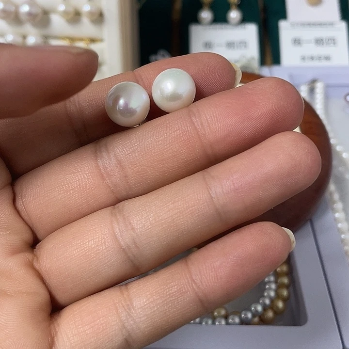 银S925镶嵌耳饰淡水珍珠