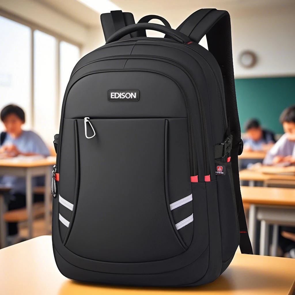 Edison爱迪生高中生潮流大容量初中大学生反光防泼水双肩包旅行包