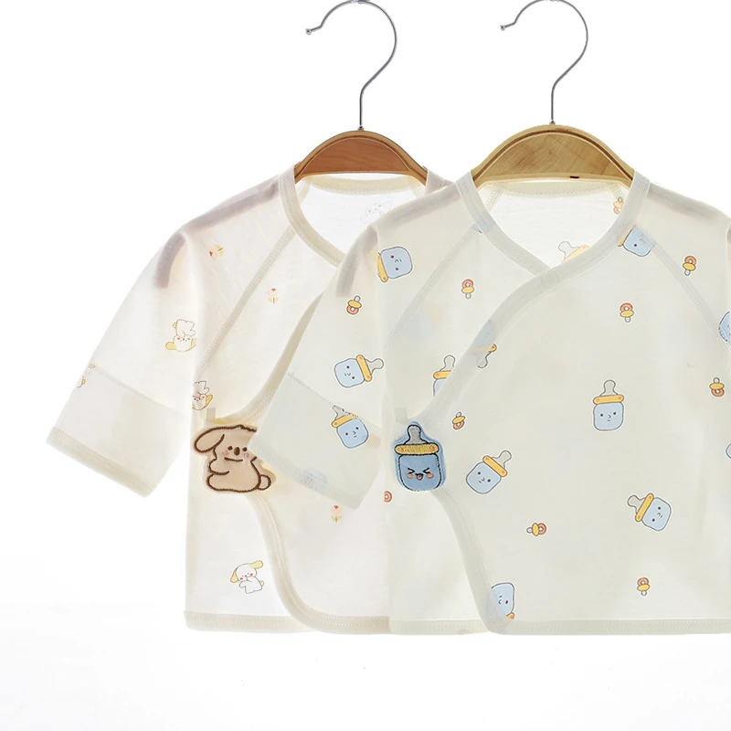 夏季薄款婴儿半背衣0-3月新生儿纯棉无骨长袖宝宝上衣