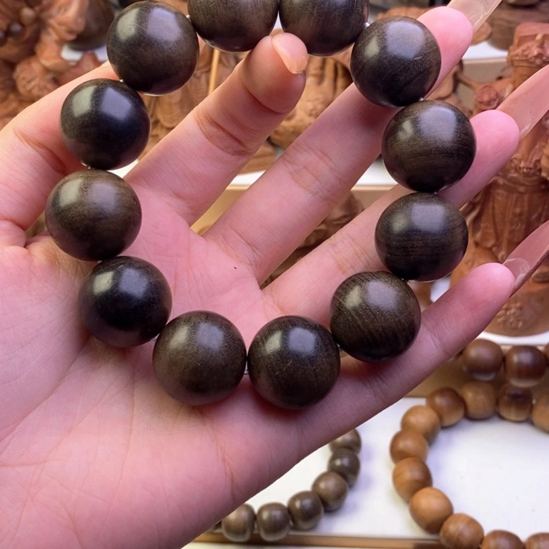 檀香木手串/手链大****结阴沉奶香2.0单圈沉水瑕疵