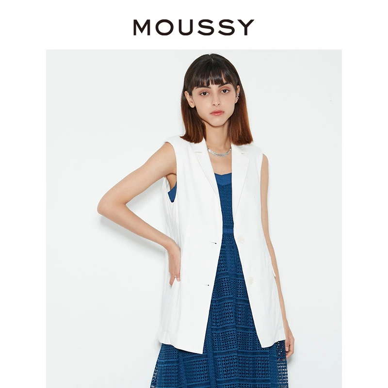 下）MOUSSY 2024秋季新品简约通勤OL风西装背心外套女C10GS230-6