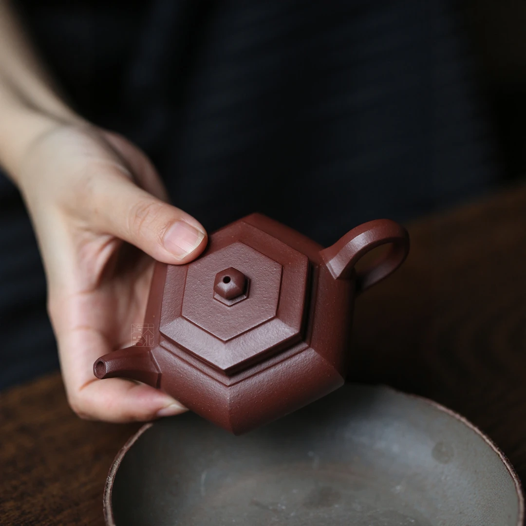125毫升小品版大彬六方本山料紫泥大北造器宜兴紫砂