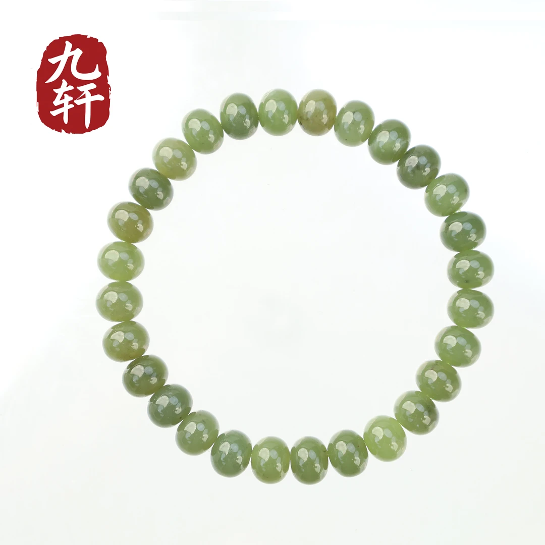 新疆湖水绿算盘8mm素圈天然手串多样性发——Y1001