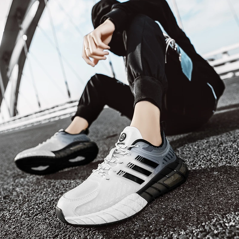 【STL2002-白黑】男女同款透气男鞋百搭运动鞋休闲鞋【辉哥】