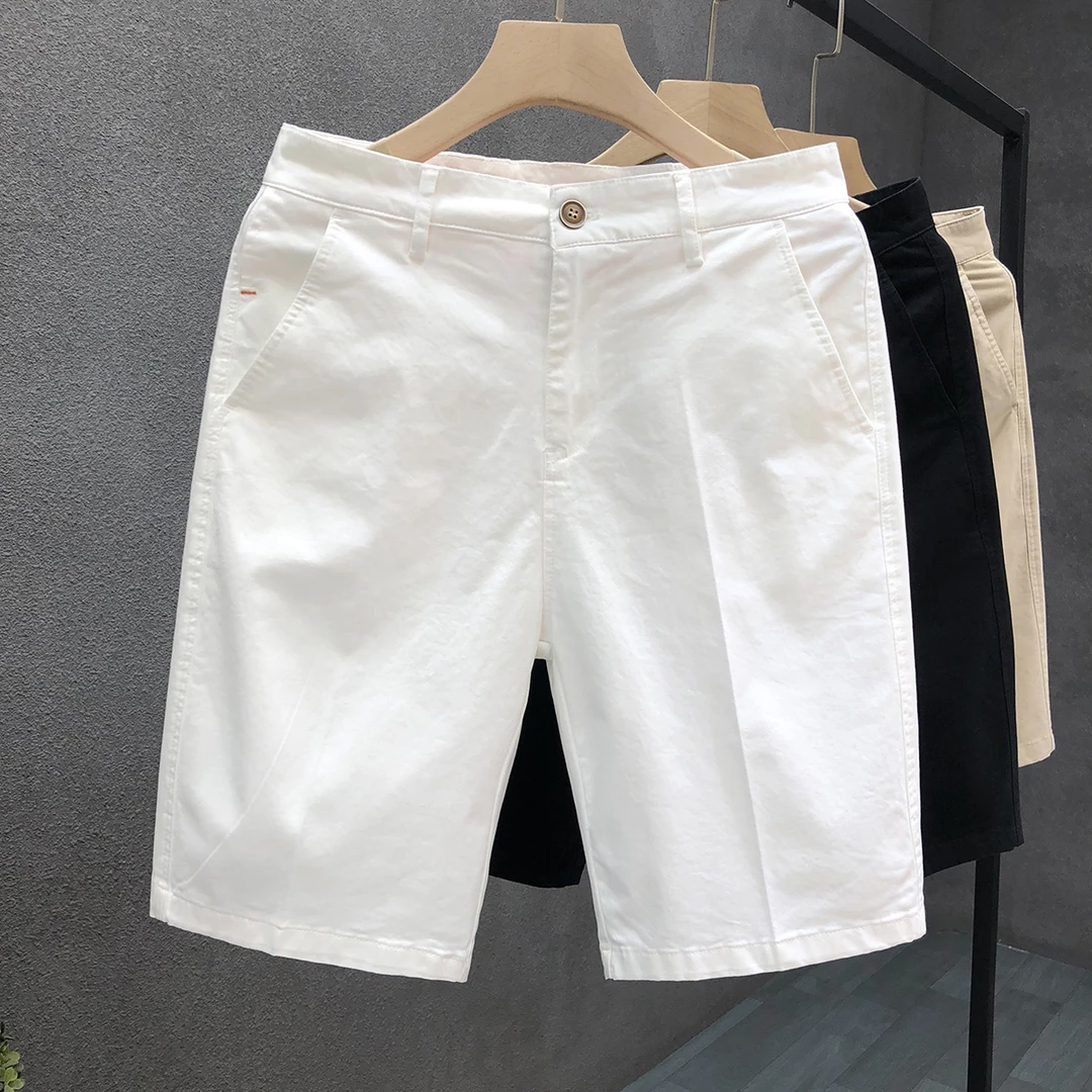 简约净版无标白色休闲短裤男士潮牌直筒短西裤2025夏季新款中裤子