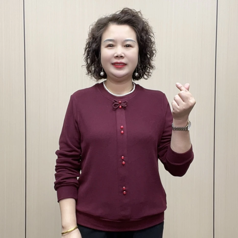 2025冬季时尚宽松减龄百搭中老年长袖气质女装弹力洋气妈妈装