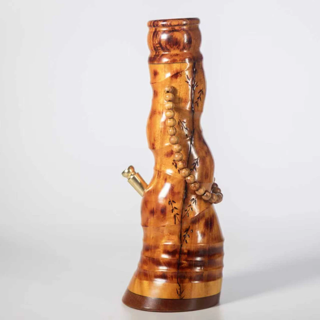 玉石口实木一体成型雕刻款水烟筒特产高端过滤款车载短款摆件烟筒