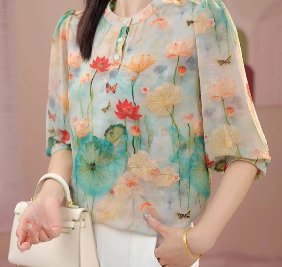 721-[高品质]气质优雅时尚碎花衬衫