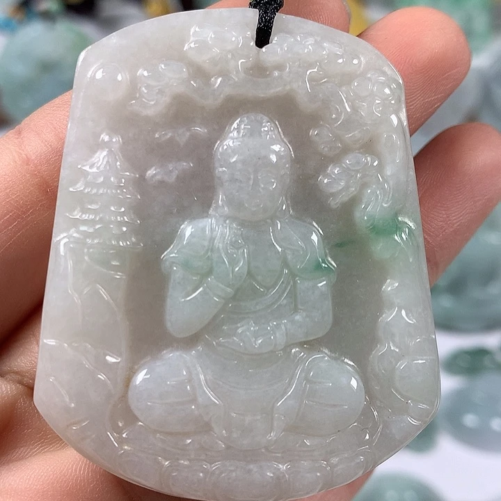 翡翠未镶嵌颈饰阿尼陀佛福利卡厚8