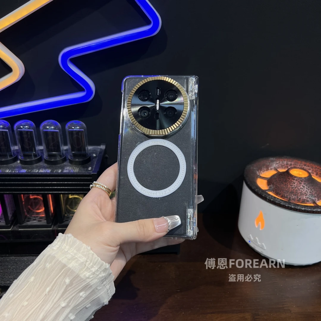 适用于华为matex6手机壳双中轴透明matex5折叠屏新款保护套x3支架