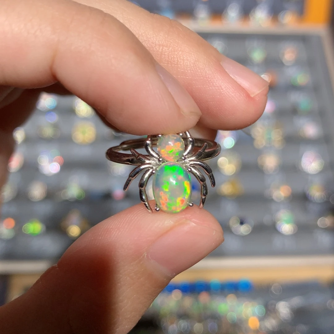 银S925镶嵌欧泊欧泊戒指y