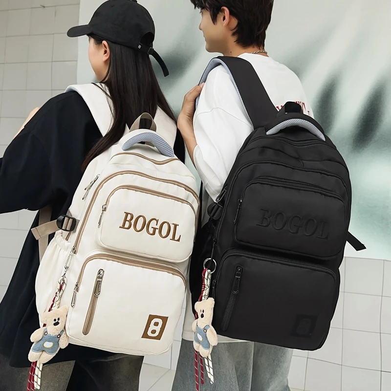 书包初中女生大容量双肩包男生美式高街高中大学生背包旅行电脑包