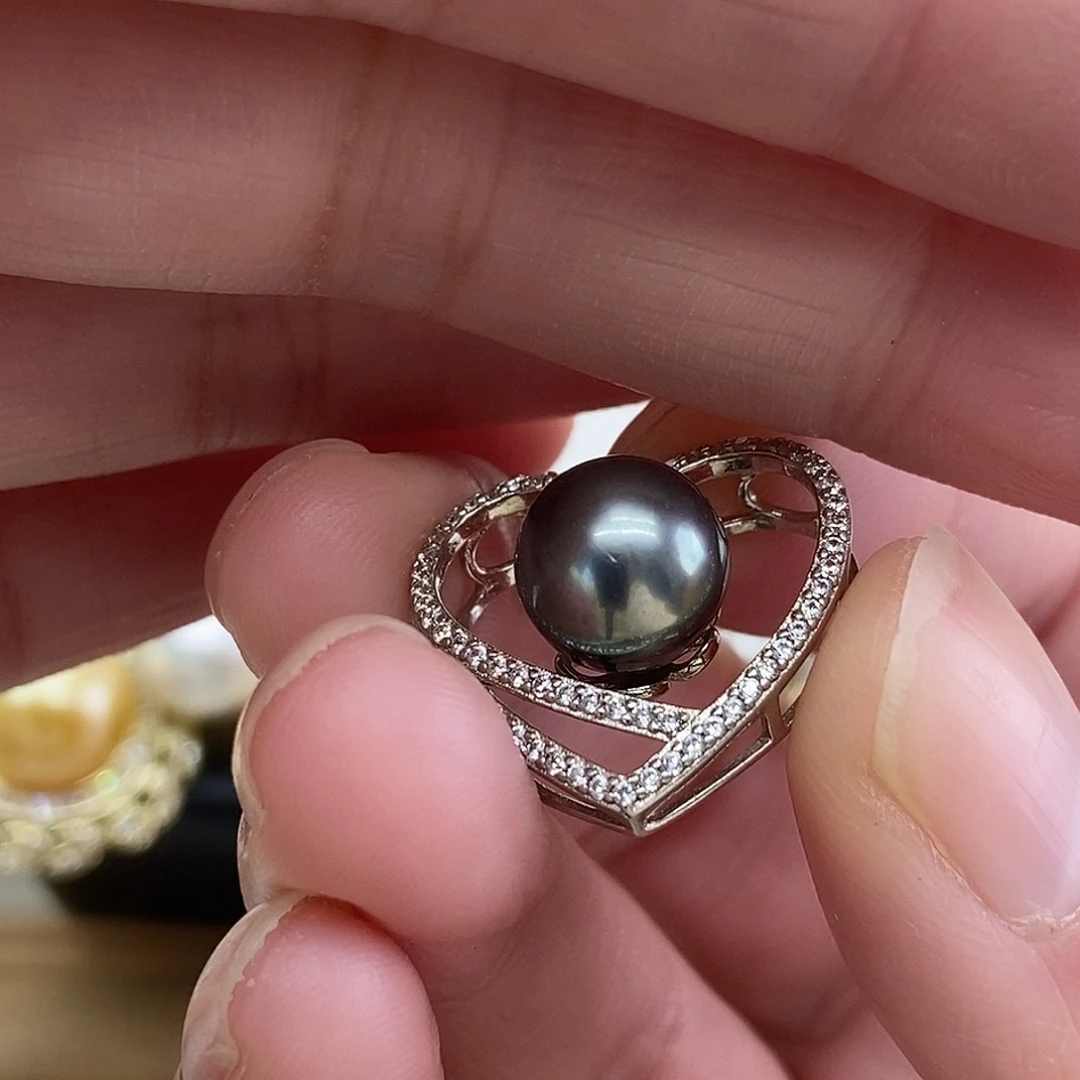 吊坠(不含链)银S925镶嵌海水珍珠