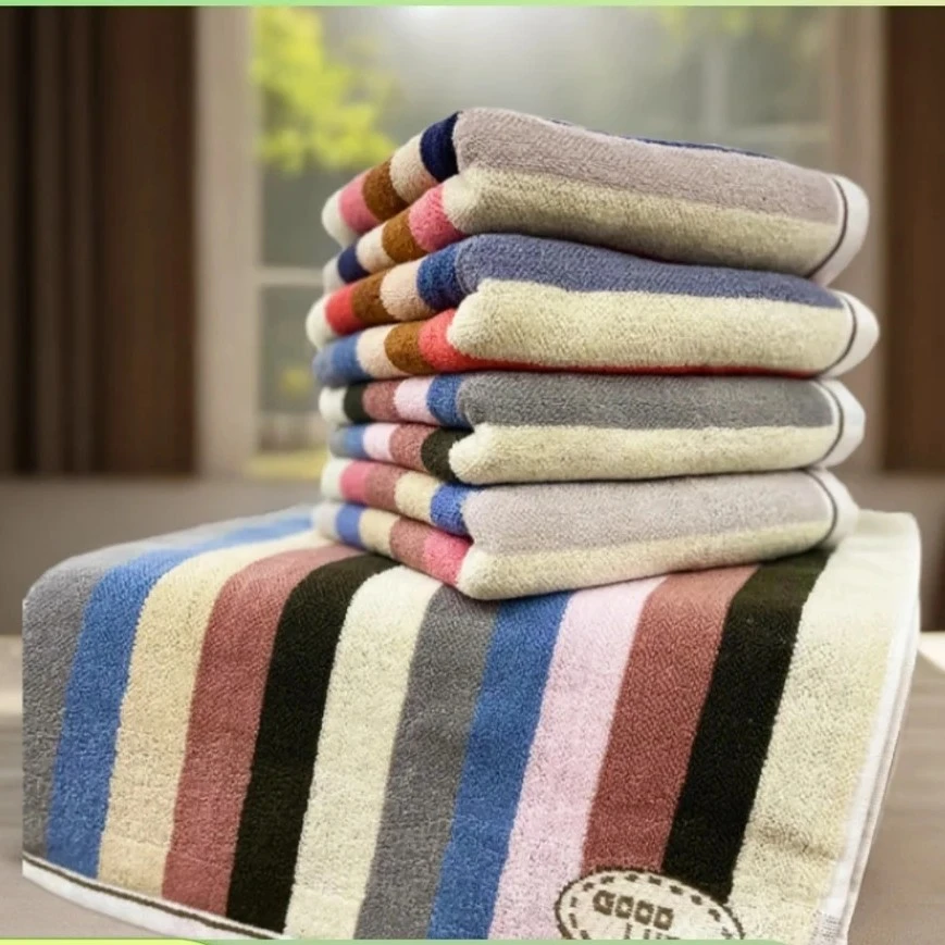 大宽条纹纯棉32股成人毛巾柔软吸水