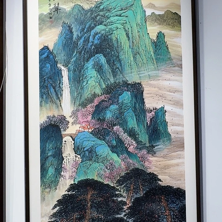 用***9国画春山翠山水绘画作品