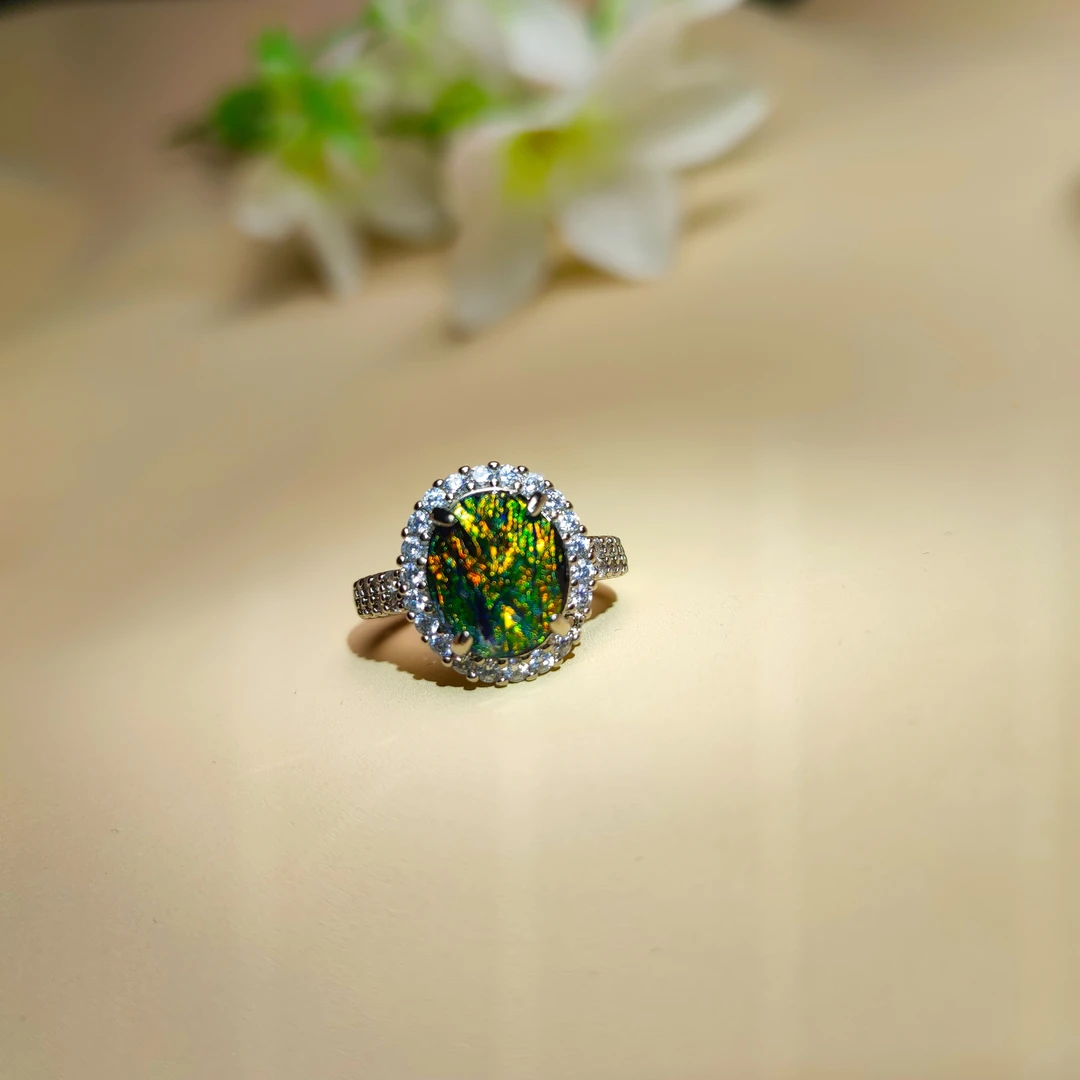 斑彩光波万寿石戒指活口可调节多样性发一件