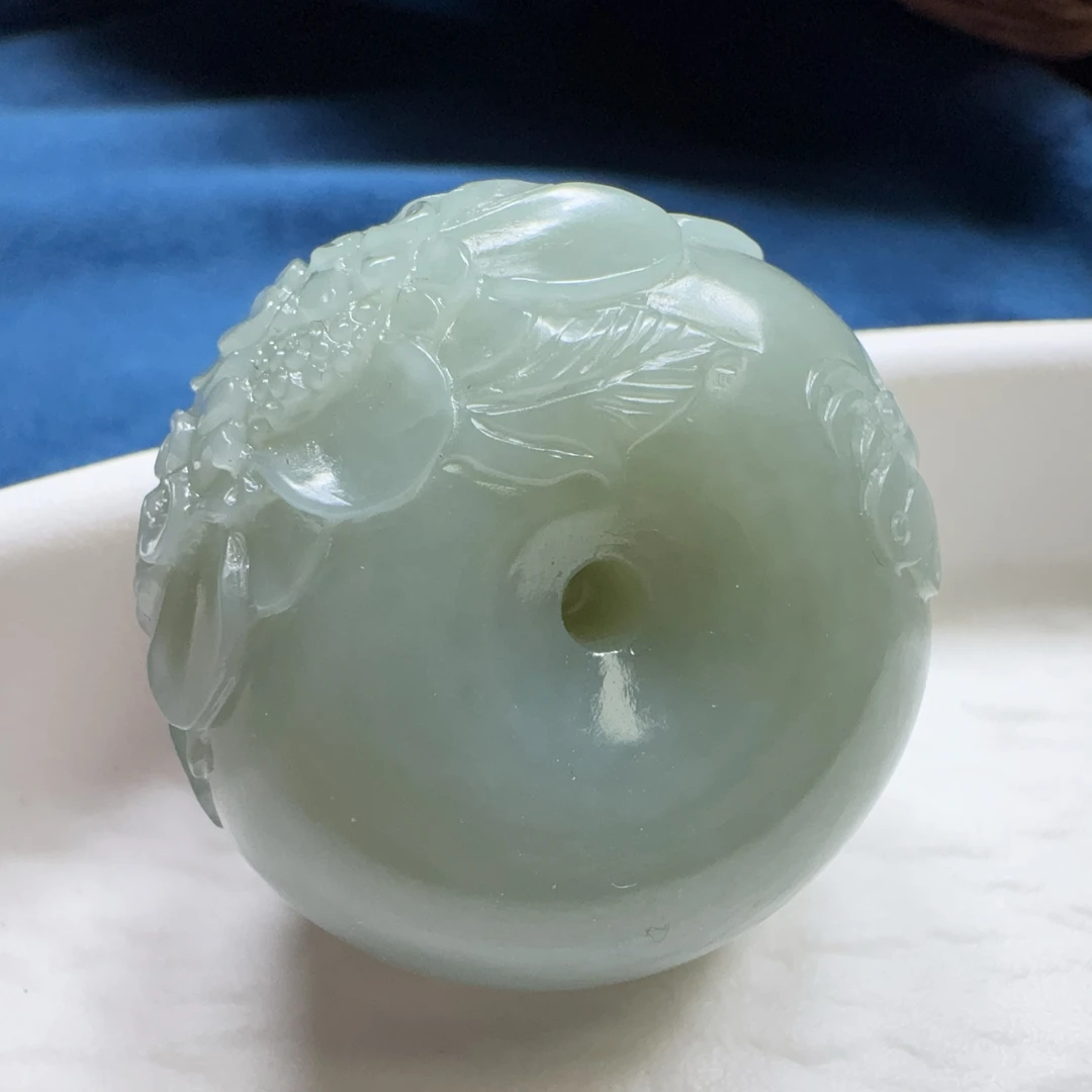 【伟伟鉴定】和田玉 且末 雕花 平安扣 吊坠34/21 雕刻精雕仿古挂坠